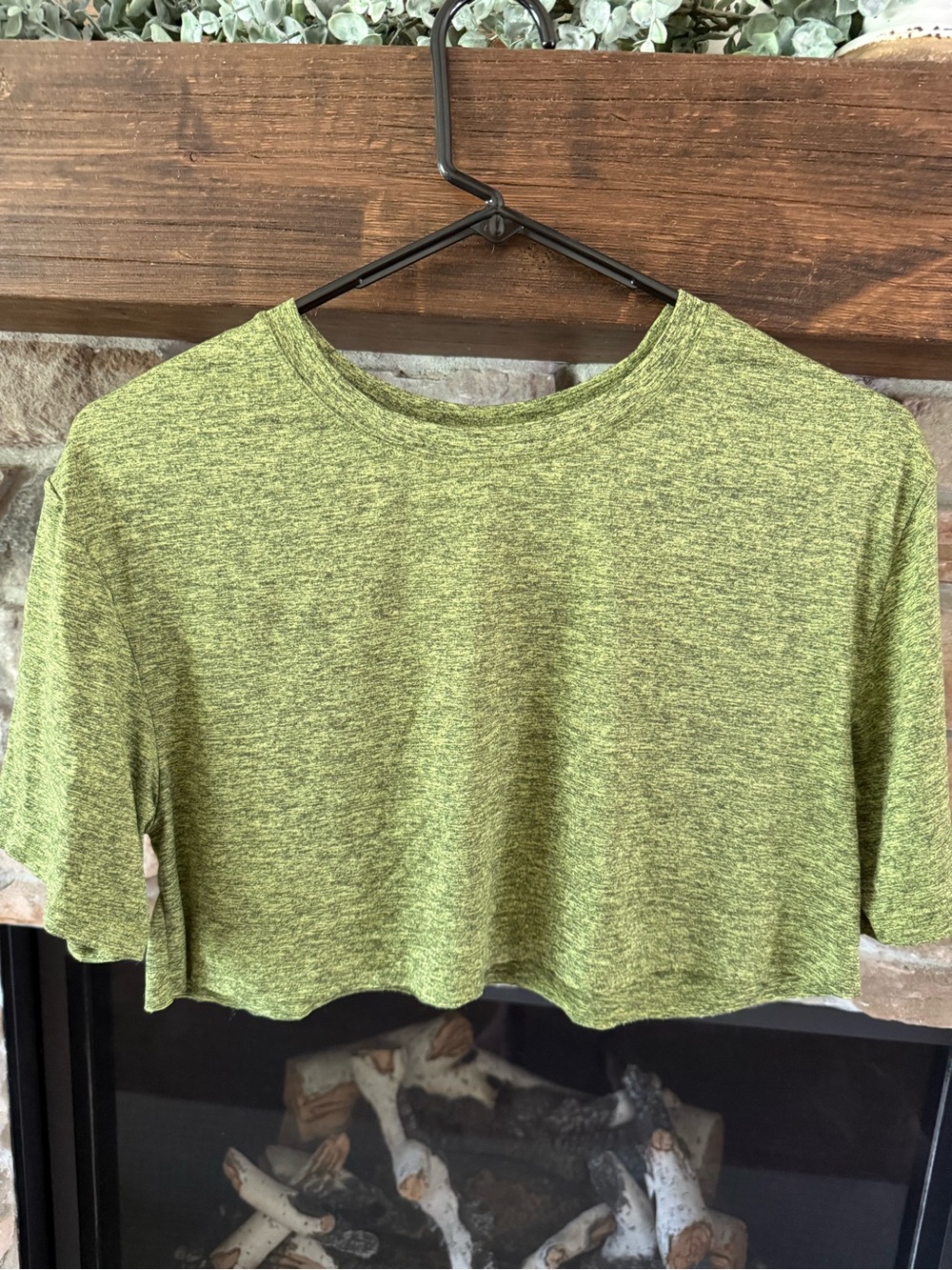 Fabletics Lime Heathered Cropped Top